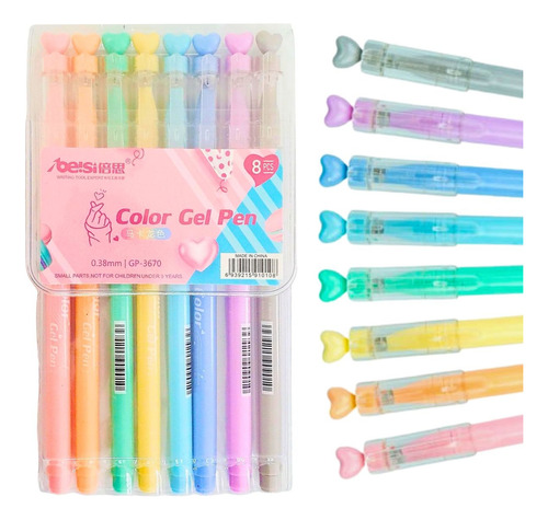 Kit 8 Canetas Coloridas Gel Pen Cand Color Fofa Kawaii