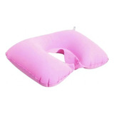 Almohada Inflabe Para Viaje Relajacion Total Descanso Color Rosa Chicle Liso