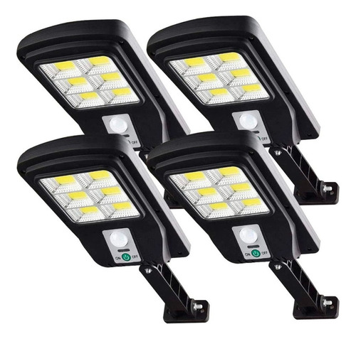 Pack 4 Foco Solar Led Exterior Con Control Remoto Y Sensor M