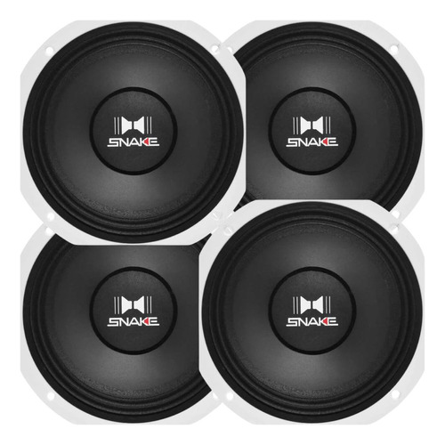 Kit 04 Auto Falante Snake Woofer Esx408 8 Pol 200w Rms Medio