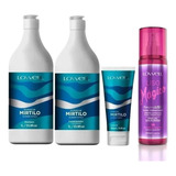 Kit Extrato De Mirtilo Shampoo Condicionador Leave-in Fluido