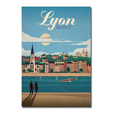 Lyon France Travel Vintage Art Imán Para Nevera, Tamaño 2.5 