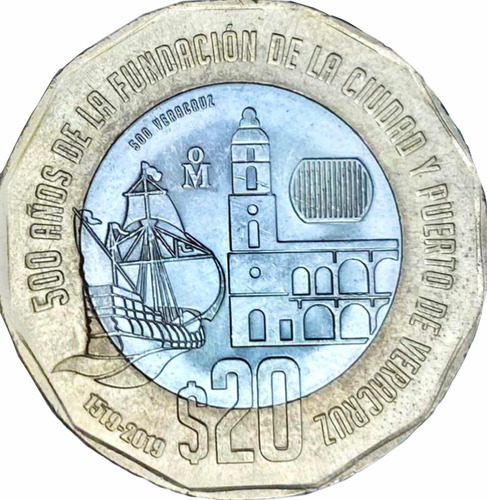 Modena De 20 Pesos Conmemorativa Al Puerto De Veracruz