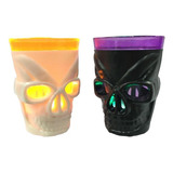 Copos Dose Shot Halloween Caveira Com Led Kit 02 Unid