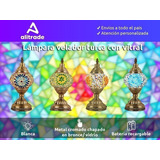 Lampara Velador Turca Arabe Vitral Recargable Usb Decoración Color De La Estructura Celeste