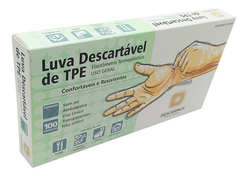 Luva Descartavel Tpe Para Limpeza C/100 Un Transparente