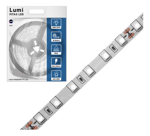 Fita Super Led 10m 5050 24v Impermeavel P/caminhao E Onibus Cor Da Luz Azul Lumi 1ª Linha