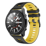 Pulseira Esportiva De Silicone 22mm Compativel Com Samsung Galaxy Watch 46mm R800 Gear S3 Classic Frontier Watch 3 45mm Gear 2 - Cor Preto Com Amarelo