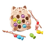 Juego De Pesca Gato Magnéticos Puzzle De Madera Para Niños 