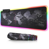 Mouse Pad Gamer Grande Luz Led Rgb Mapa Mundi 80x30 Jogador