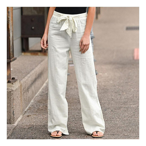 Pantalones Sueltos De Algodón Y Lino,acogedor Color Sólido