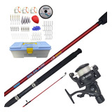 Kit Pesca Caña 2.40m + Reel 3 Rulemanes + Caja Completa Rio