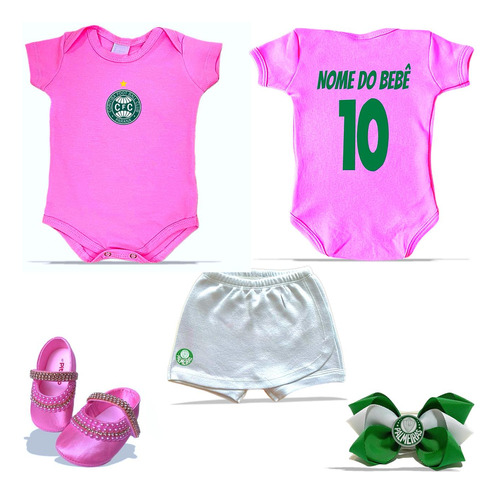 Roupa De Bebê Palmeiras Nome Personalizado 100% Algodão Luxo