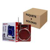 Bocina Roja Portatil Chica Bluetooth Radio Usb Link Bits 4pz