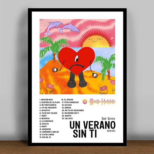 Cuadro Disco De Bad Bunny (un Verano Sin Ti) 30x42cm