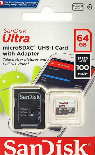 Cartao Memoria Micro Sd Sandisk 64gb Ultra Classe 10 Lacrado