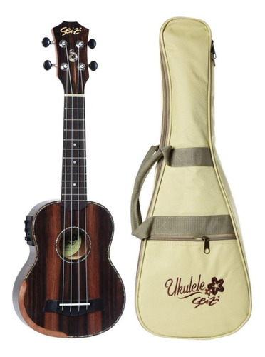 Ukulele Seizi Bora-bora Plus Soprano Elétrico Ebony Com Bag