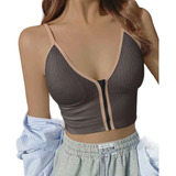 Top Bralette Con Cierre Delantero Corpiño Taza Desmontable