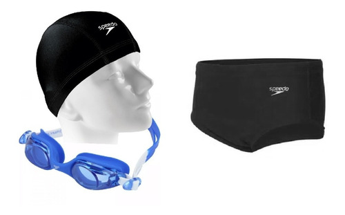 Kit Natação Speedo Sunga + Óculos + Touca 6 A 12 Anos