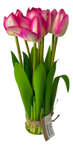 Ramo De Tulipanes Artificiales 7 X 28 Cm Rosado