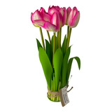 Ramo De Tulipanes Artificiales 7 X 28 Cm Rosado