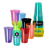 200 Vasos Plasticos Neon Colores Surtidos Brillan Luz Negra