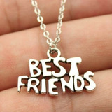 Colar Best Friends Melhores Amigas Amizade Folheado Prata