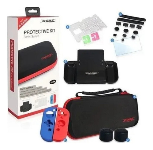 Kit Protector Nintendo Switch Bolso Lámina Grip Case Joy Con