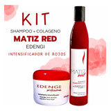 Kit Shampoo Matiz + Colágeno Intensificador De Rojos Edengi