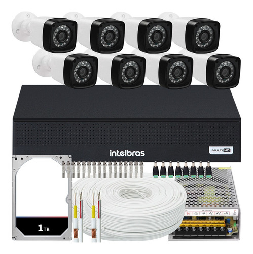 Kit 8 Câmeras Segurança Infravermelho Dvr Intelbras 8c 1 Tb