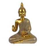 Buda Tailandês Tibetano Hindu Estátua Dourado Resina 30cm