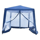 Gazebo Rafia Acero 3x3 Con Mosquitero Azul Paredes Carpa