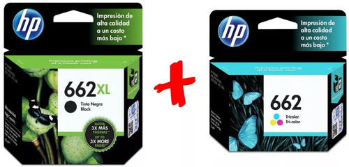 Combo Cartucho Hp 662 Xl Negro + 662 Color Standar 2515 3515