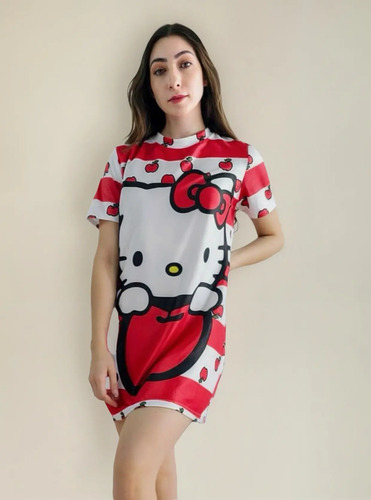 Pijama Bata Hello Kitty Vestido Bluson Comodo Y Suave Ligero