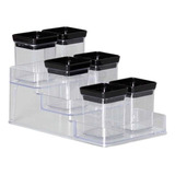 Kit 7 Porta Temperos Lumini Black Organizador Decorativo