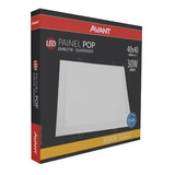 Kit 7 Plafon Painel Led Embutir 40x40 30w 3000k Luz Amarela