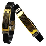 Pulseira Aço Inox Masculina Pai Nosso Bracelete Folheado Top