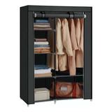 Armario De Tela Desarmable Closet Plegable Doble 105 X 175cm Color Negro