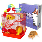 Gaiola Hamster Luxuosa 2 Andares Casinha E Tubos De Diversão