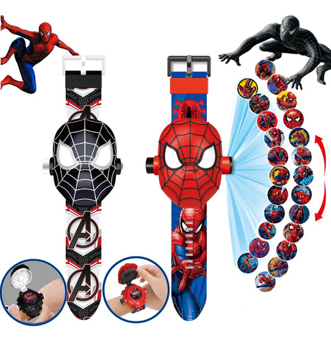 Reloj Proyector Niños Dibujos Animados 48 Imágenes Spiderman