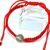 Pulsera San Benito - Hilo Rojo Ajustable + Consagrada +  M2