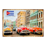 1 Cartel Letrero Cuadro Metalico Habana - Cuba 40x28  Cms