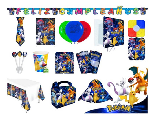 Kit Decoración Pokemon Piñata Fiesta Infantil Globos