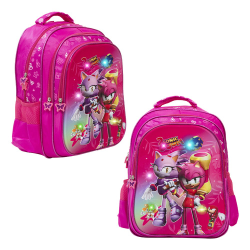 Bolsa Escolar Infantil Amy Sonic Boom C/ Led Alça Costas