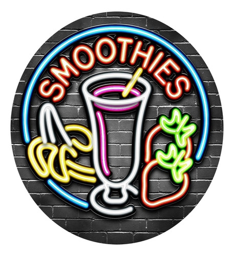 Cartel Smoothies En Neón Led/ Flex/ Logos/ Figuras/ Comercio