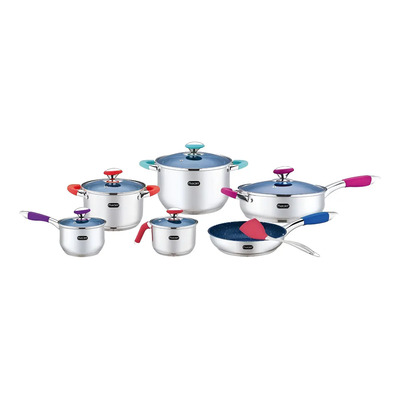 Bateria De Cocina Bonita Fraciel Acero Inoxidable Induccion Color Multicolor | Envío gratis