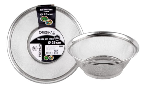 Cesta Inox Para Frutas E Alimentos 22/25/28cm Original