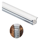 Canaleta Led Embutir 10x10mm P/ Fita Led 2m Alumínio