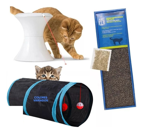 Kit Juguete Gatos Pelota Laser Hierba Tunel Interactivo Catn