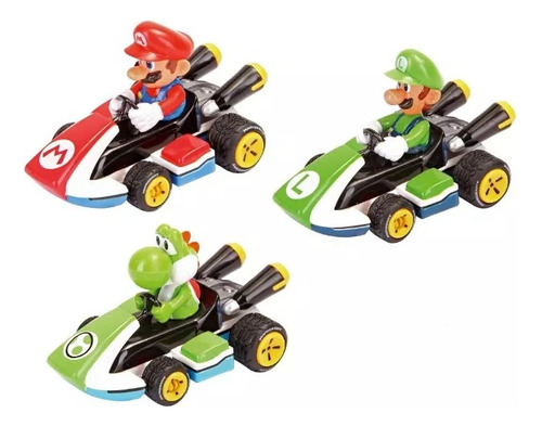 Pacote De 3 Carrinhos De Fricção Mariokart Pullspeed, Cor Verde